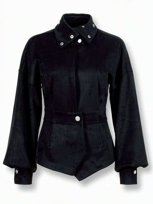 HBShop garment image: Suede Corsette Jacket-Taj Sisters, Black
