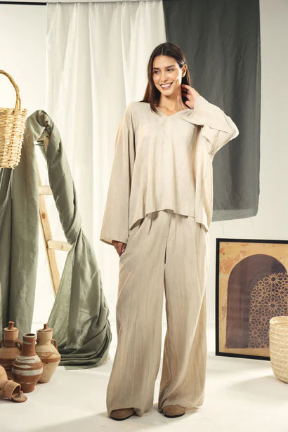 S26-T50 Washed linen loose blouse - AED