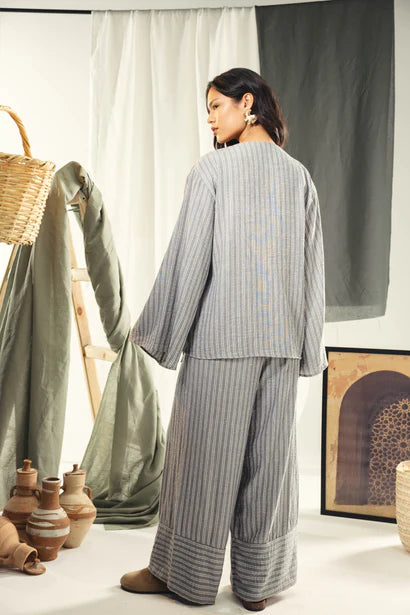 S26-P72 striped wide leg pants - AED