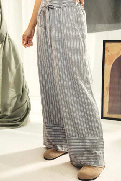 S26-P72 striped wide leg pants - AED
