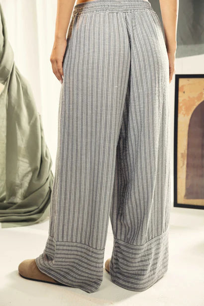 S26-P72 striped wide leg pants - AED