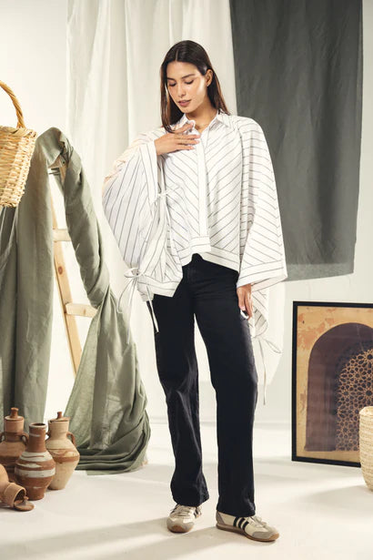 S26-CH35 oversized striped shirt - AED