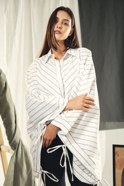 S26-CH35 oversized striped shirt - AED