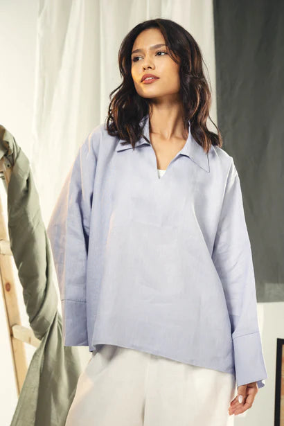 S26-T61 Oversized Blouse with V-Neck - AED