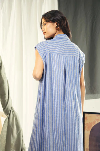 S26-CA58 Striped Adjustable Side-Tie long vesT - AED