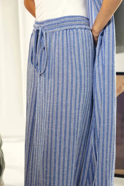 S26-P59 striped wide leg comfy pants - AED