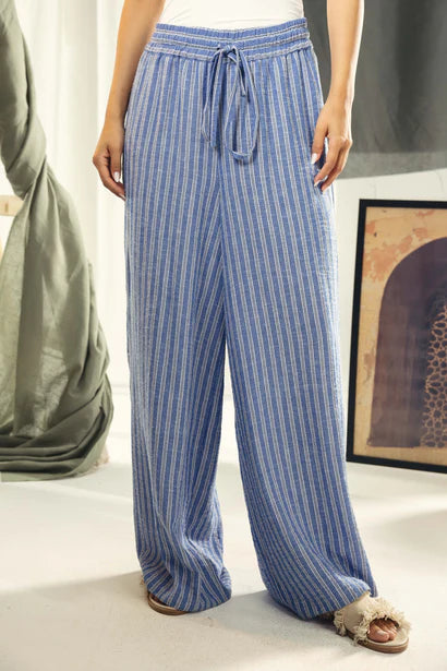 S26-P59 striped wide leg comfy pants - AED