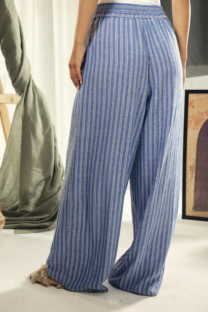 S26-P59 striped wide leg comfy pants - AED
