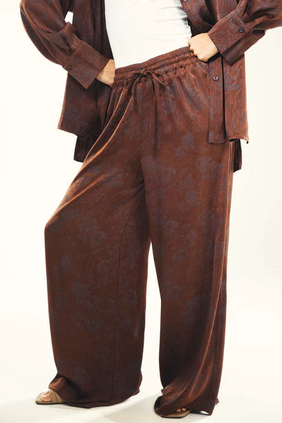 S26-P79 Printed satin wide leg pants - AED