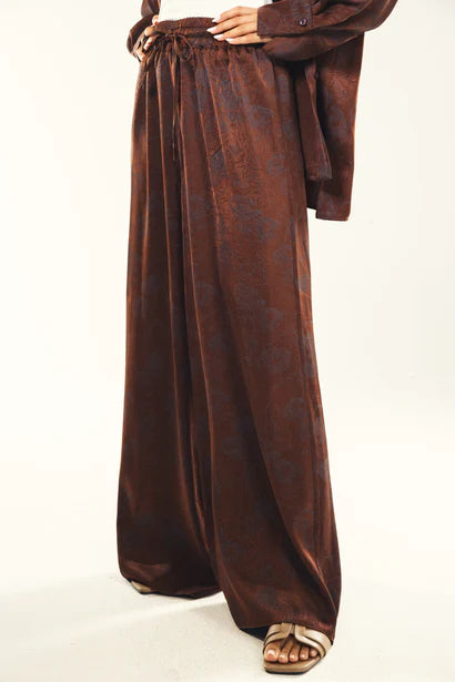 S26-P79 Printed satin wide leg pants - AED