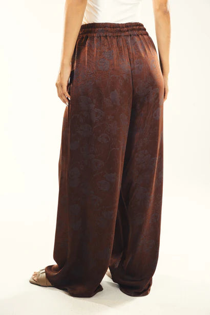 S26-P79 Printed satin wide leg pants - AED
