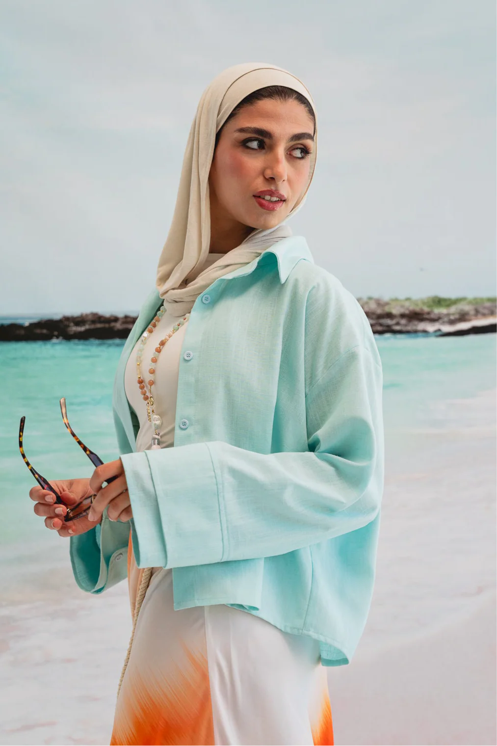 Pastel cropped linen shirt - Double anne