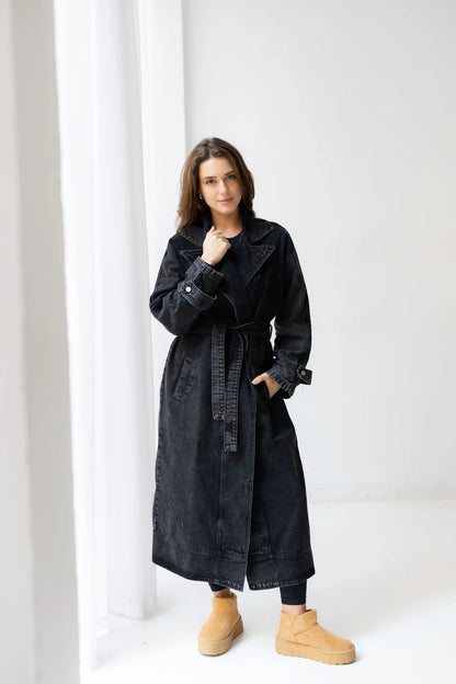 Neat-fit denim coat - Wajad