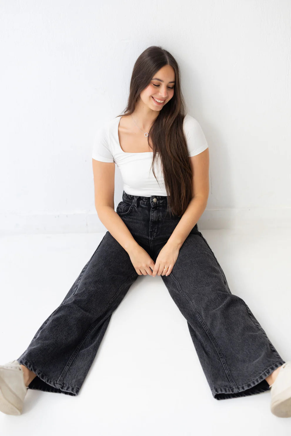 Wide flow denim pants - Wajad