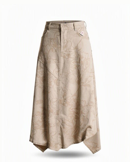 HBShop garment image: Asymmetrical printed Skirt - Taj Sisters, Beige