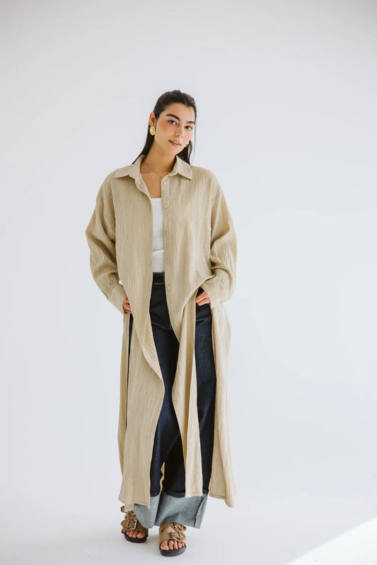 Sun kissed linen shirt dress - Amalia