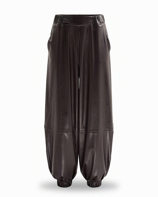 HBShop garment image: Balloon Leather Pants - Taj Sisters, BROWN