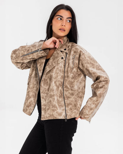 Washed Leather biker Jacket - Tamaa