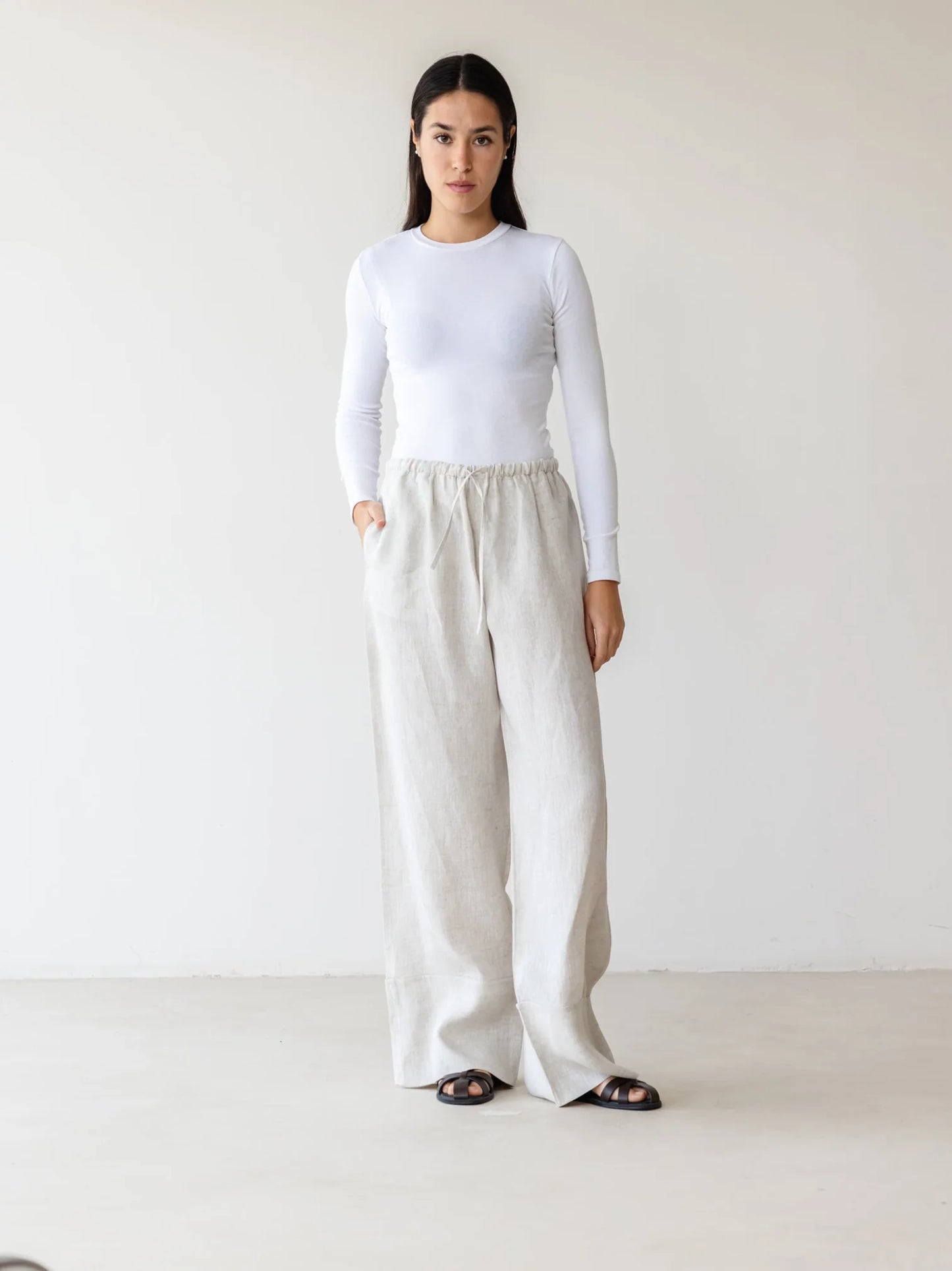 Turn-Up Linen Pants - ascia
