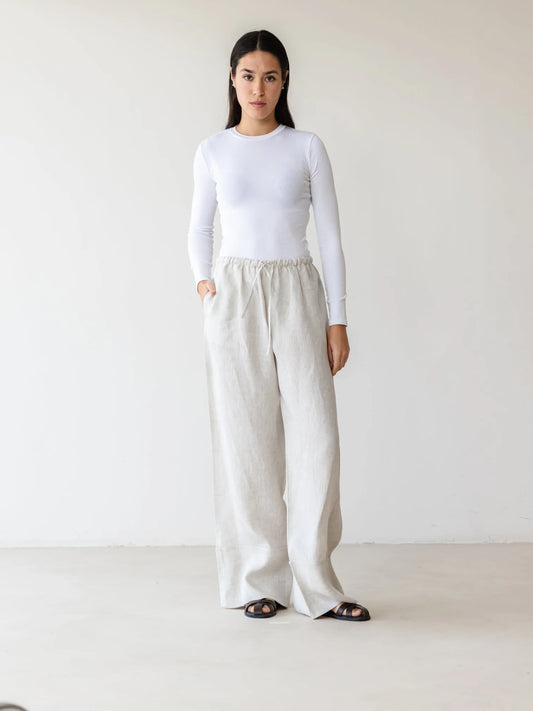Turn-Up Linen Pants - ascia