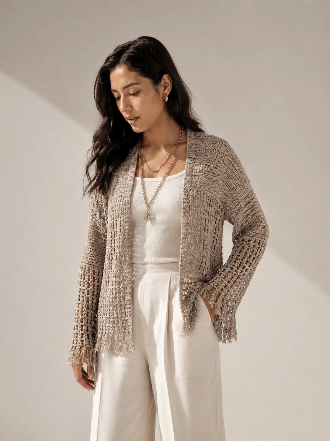 Sun Wave Shimmer Crochet Cardigan - AB Essentials
