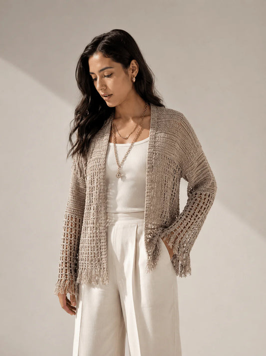 Sun Wave Shimmer Crochet Cardigan - AB Essentials