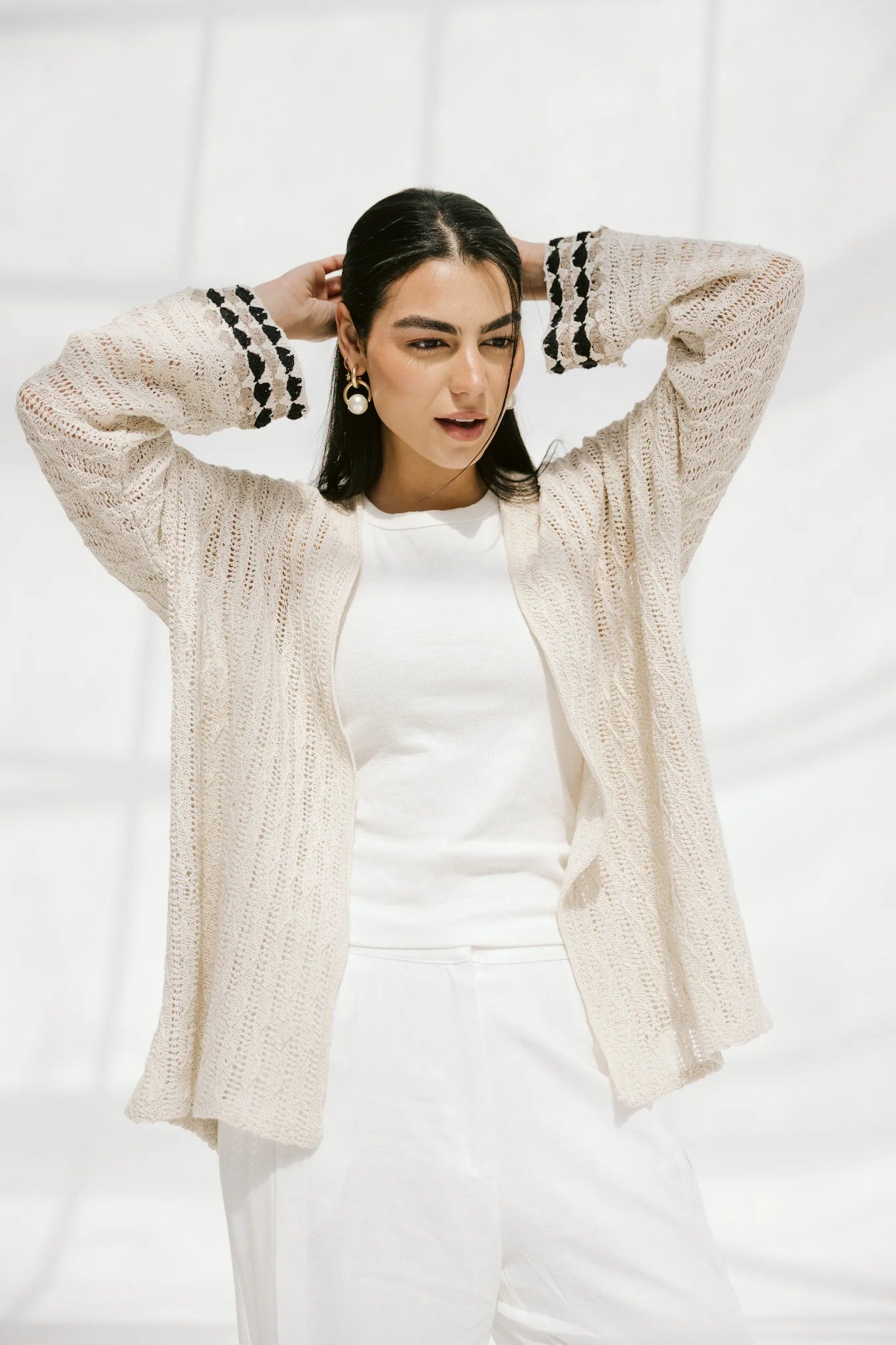 Shoreline knit cardigan - Peach and mint