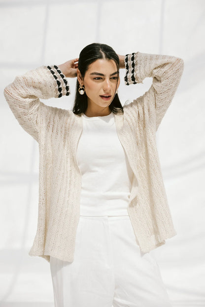 Shoreline knit cardigan - Peach and mint