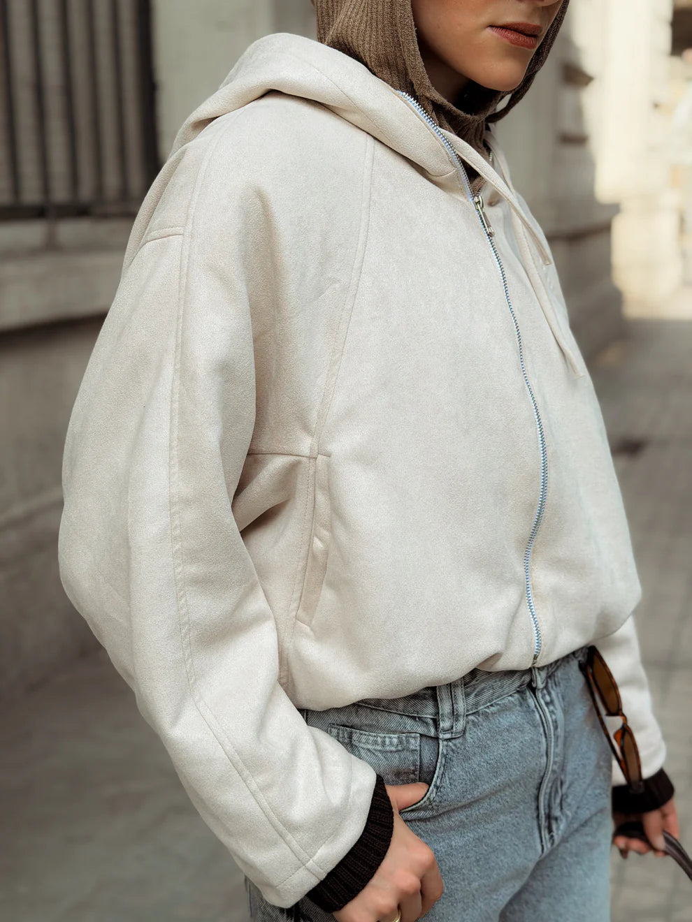 Cropped suede jacket - CAJ