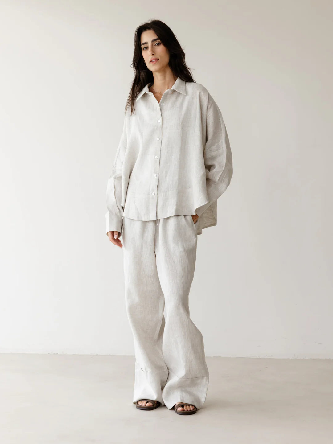 Turn up linen pants - ASCIA