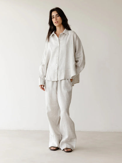 Turn up linen pants - ASCIA