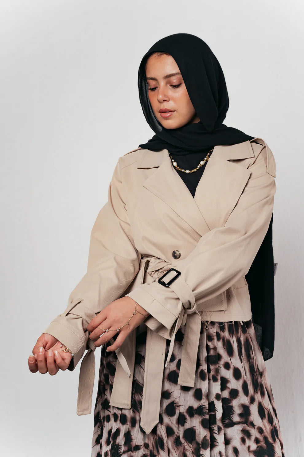 Cropped trench coat -Double anne