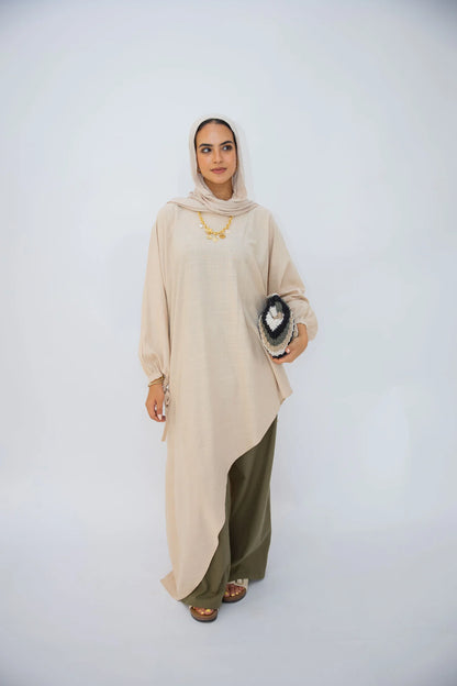 Asymmetrical linen top - Double anne