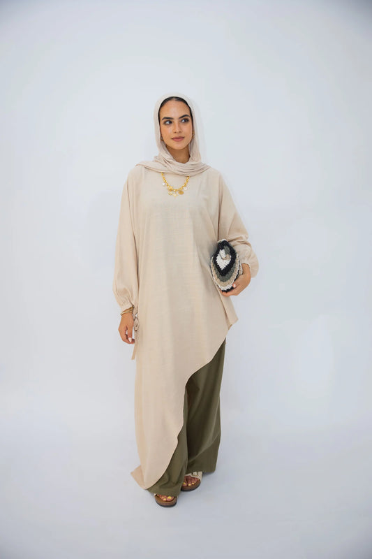 Asymmetrical linen top - Double anne