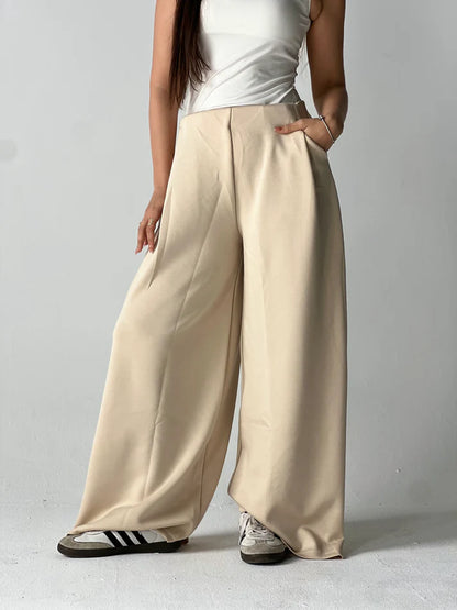 wide-leg summer melton pants  - Traumen