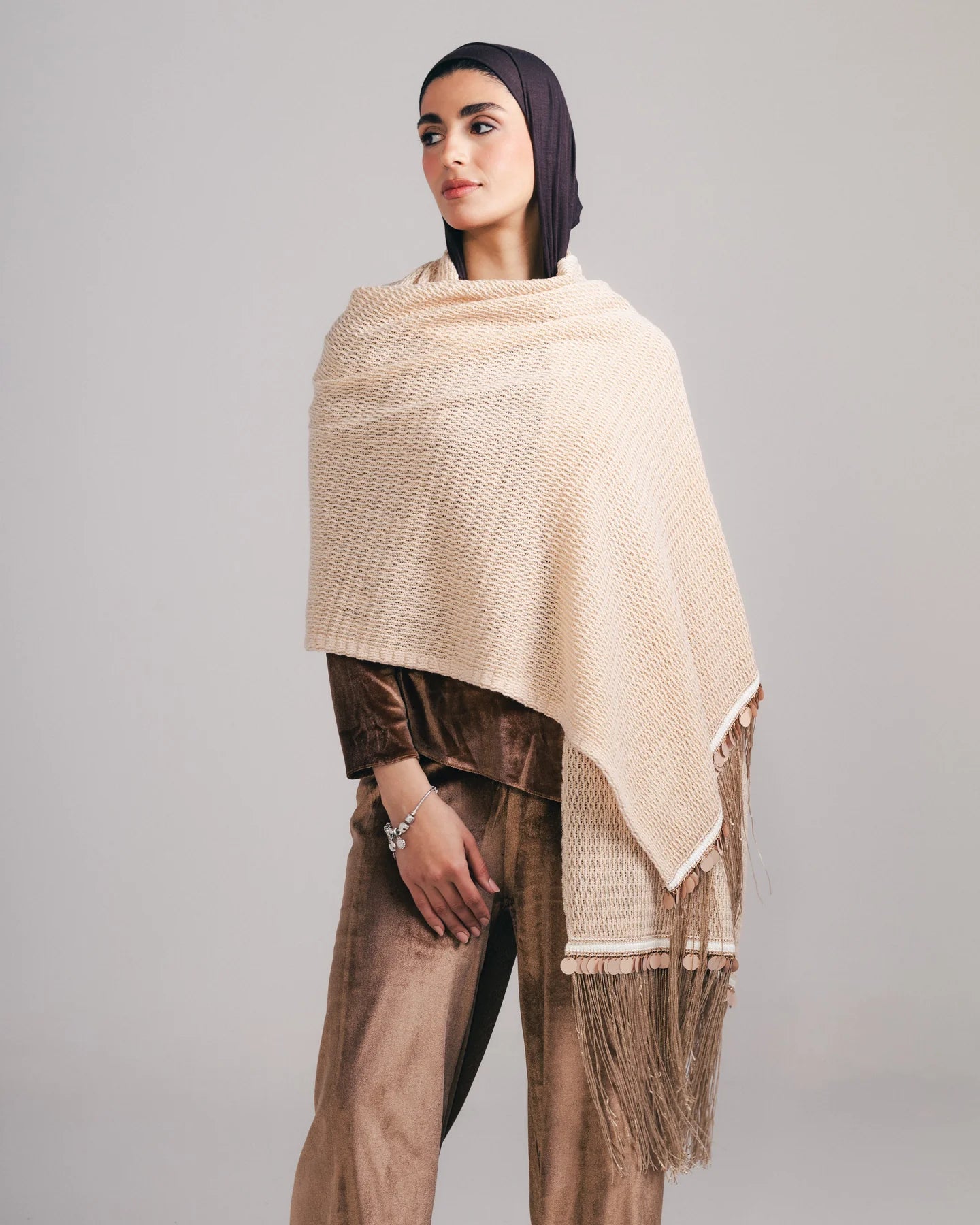 Sequins knit shawl - Tia mode
