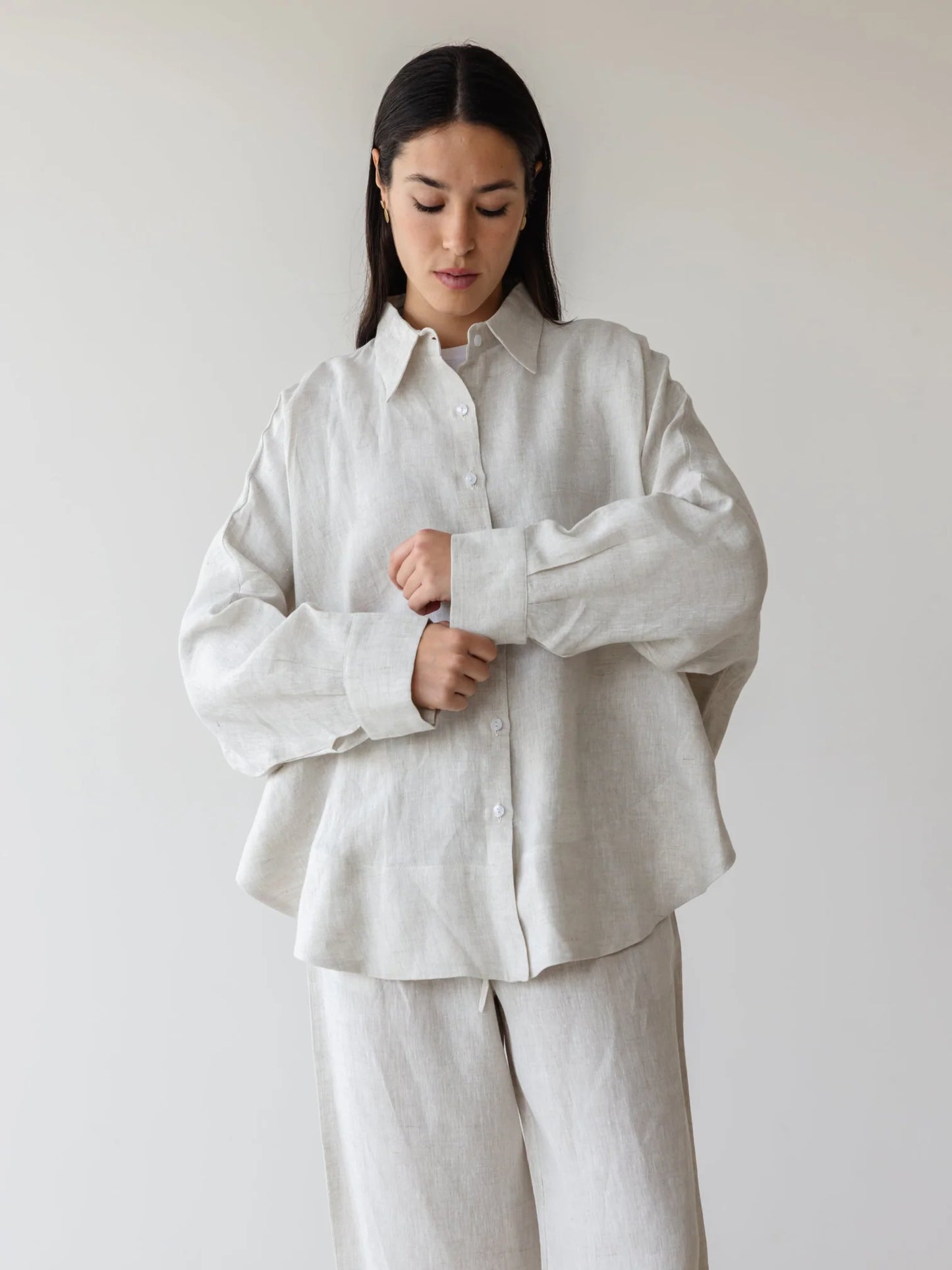 Rounded hem linen shirt - Ascia