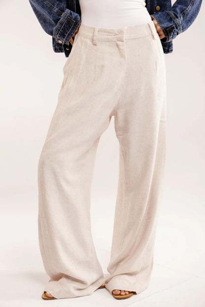 Drift linen pants - Peach and mint