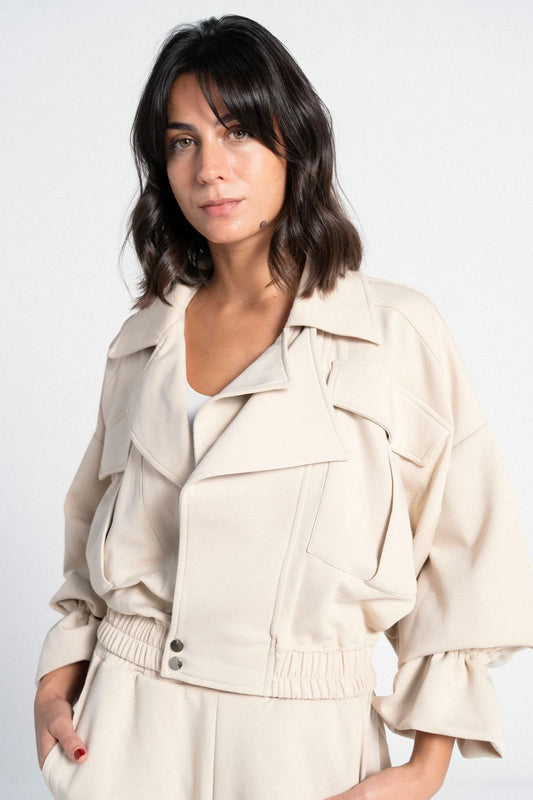 Cuff Cropped Jacket-Taj Sisters
