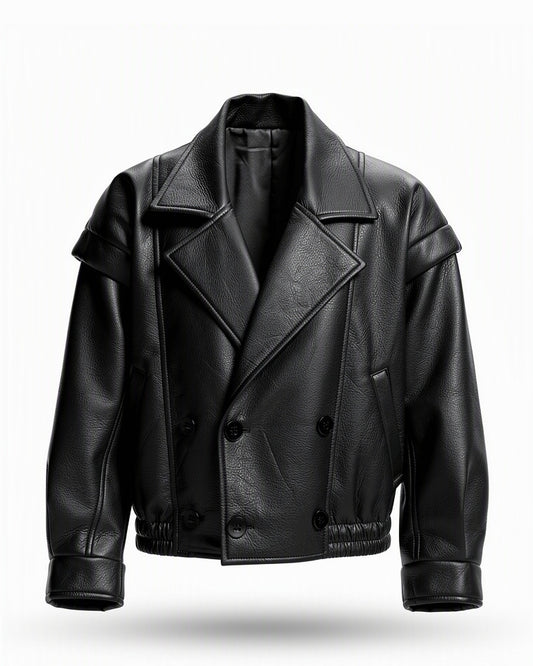 HBShop garment image: Biker Leather Jacket - OBI, Black