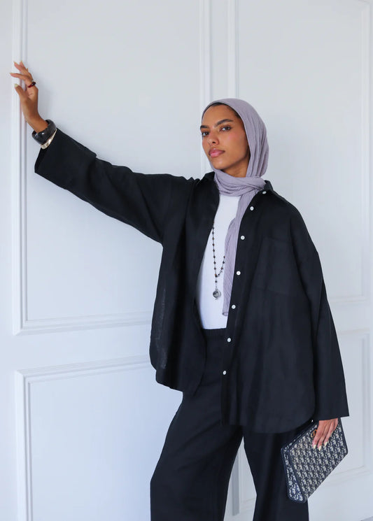 Big Slits Linen Shirt - Zeyylan