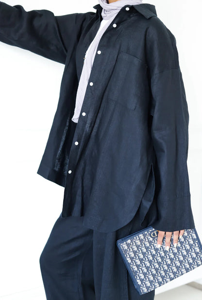 Big Slits Linen Shirt - Zeyylan