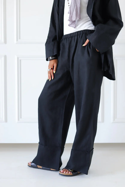 Folded Linen Pants - Zeyylan