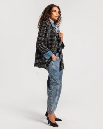 Tweed Denim Blazer - Theyab