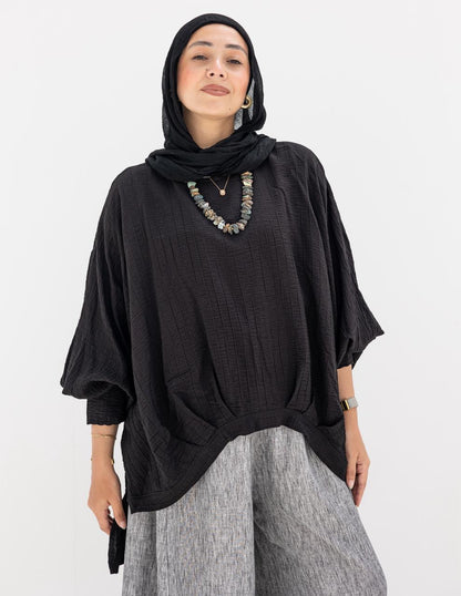 Short high low stripped blouse - Hijab festival