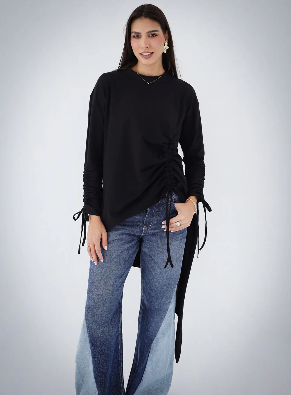 Crushed Asymmetric T-Shirt - Sara salama
