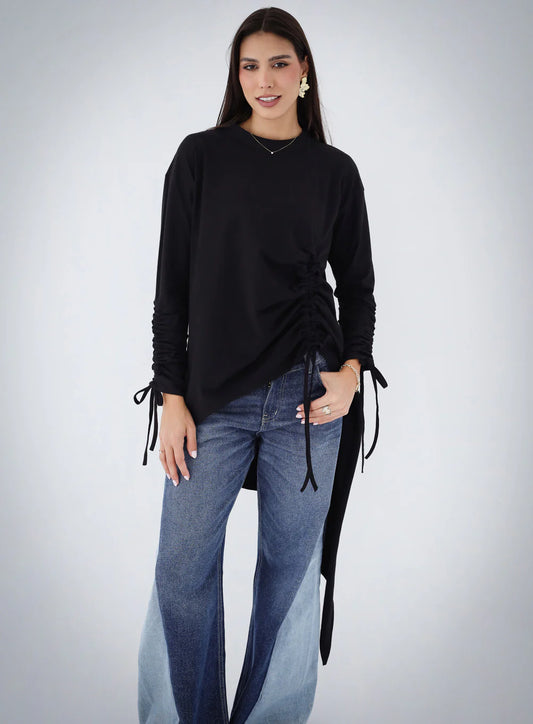 Crushed Asymmetric T-Shirt - Sara salama