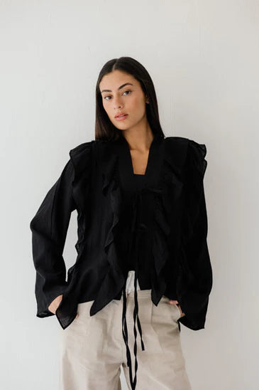 S-CH58 BREEZY RUFFLE CARDIGEN - AED