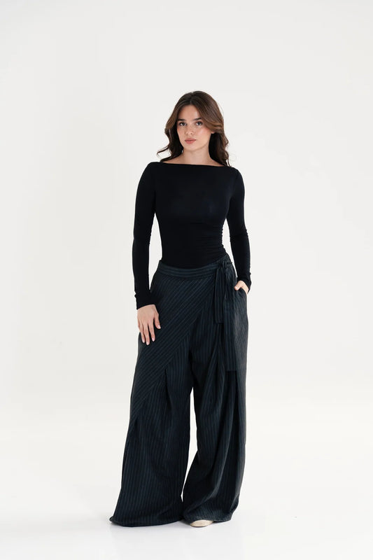 Striped Wrap Pants-Taj Sister