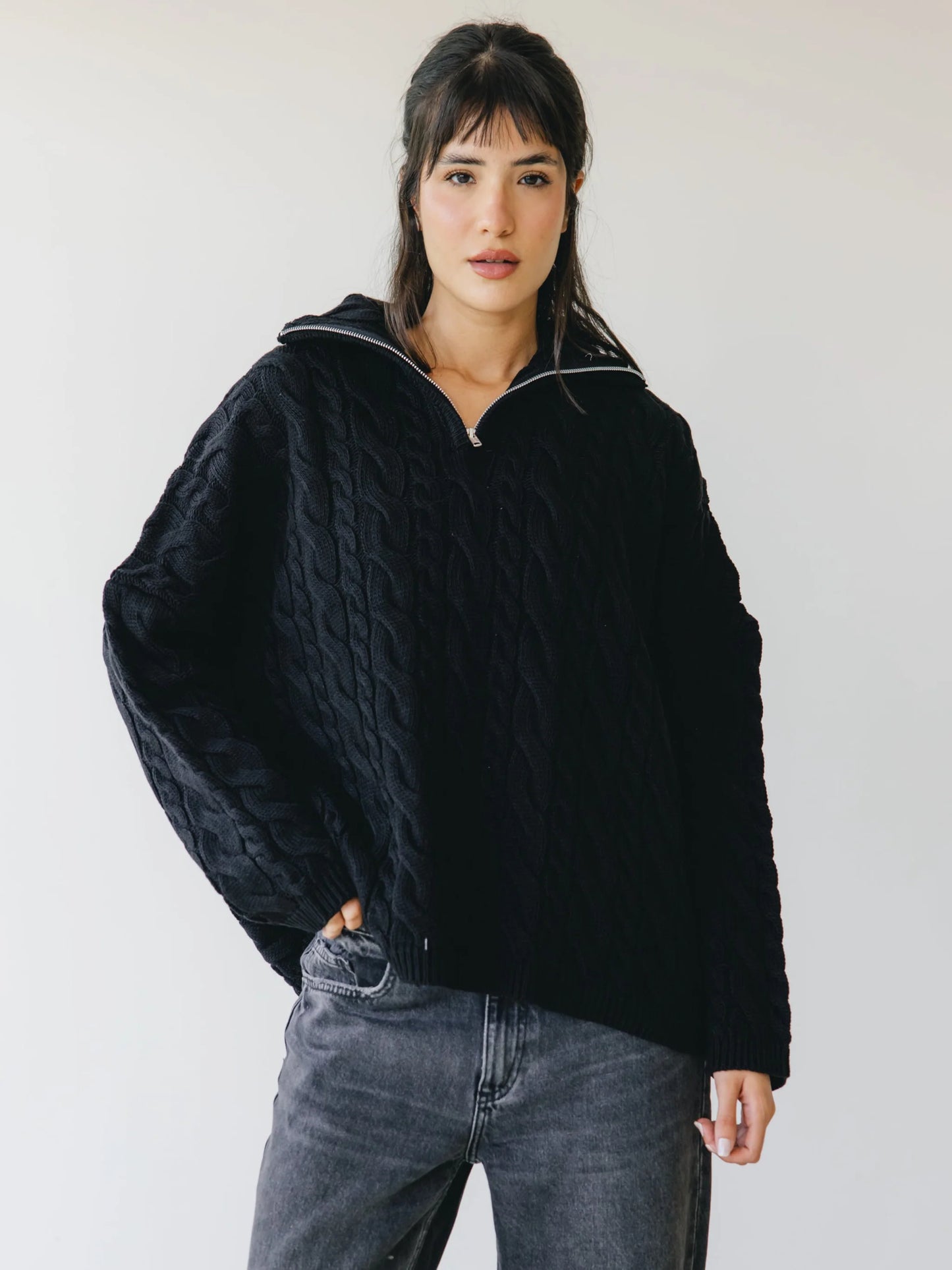 The Woven Zip Sweater - Ascia